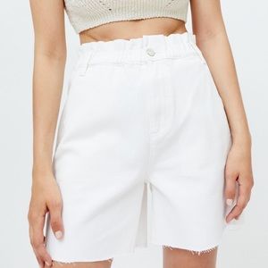 UO BDG white denim shorts